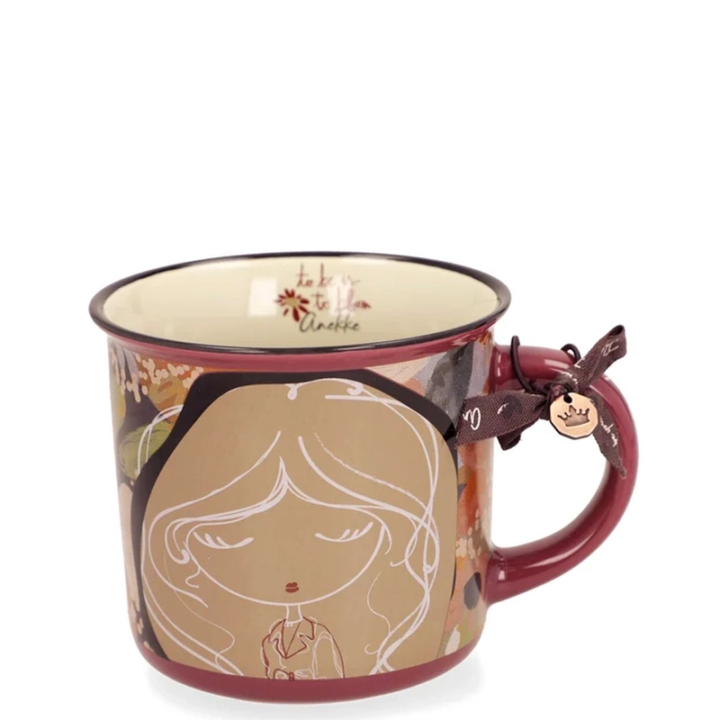 Anekke Ilustrowany Kubek Porcelanowy z Kokardką i Zawieszką Wielokolorowy 43475-102