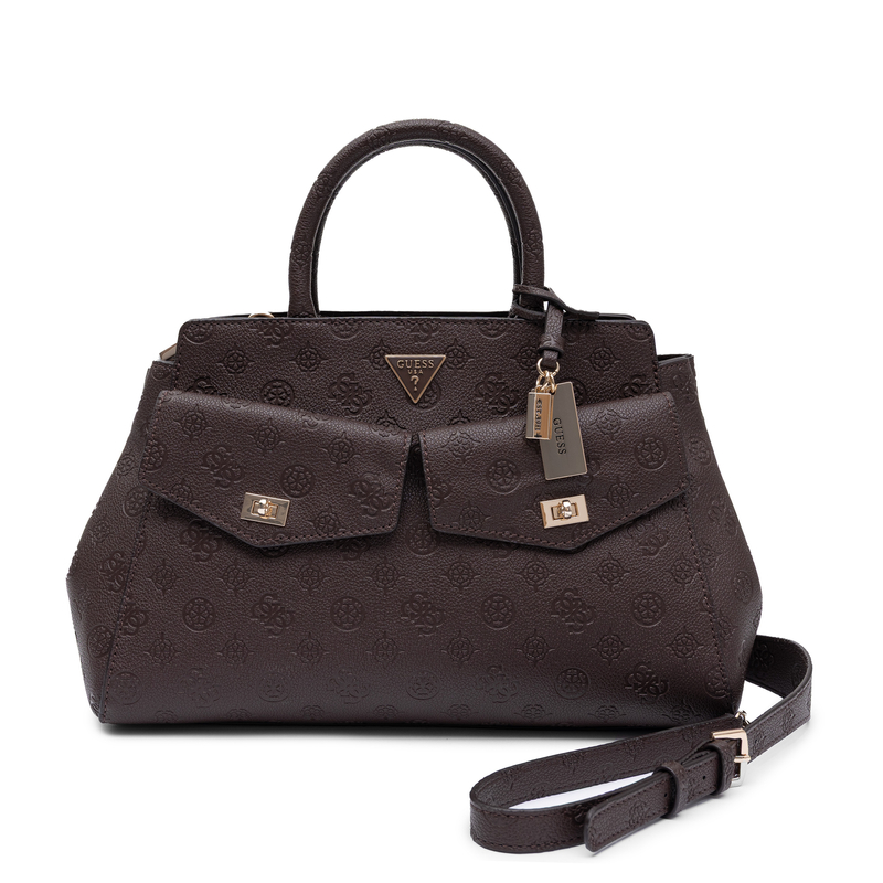Guess Women's Classic Tote Handbag Embossed Chocolate Brown HWPD2222070-BROWN