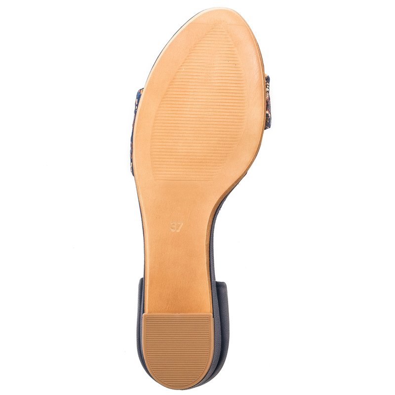 Maciejka Leather Closed-Heel Sandals On Wedge Navy-Multicolour 01971-50/00-5