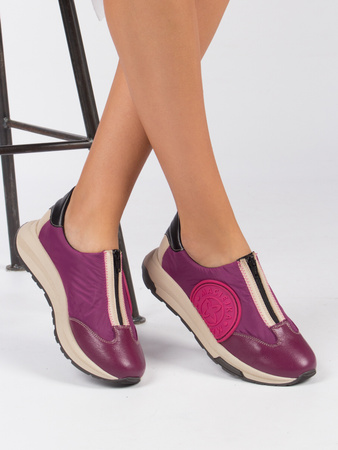 Maciejka Leather Sneakers Front-Zip Fuchsia 06296-15/00-8