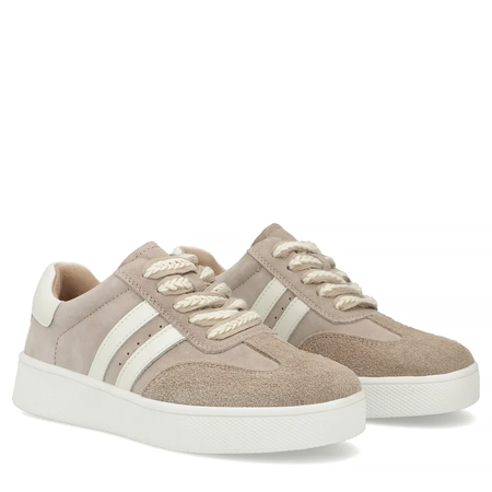 Filippo Leather Platform Sneakers Beige DP7512-26-BE