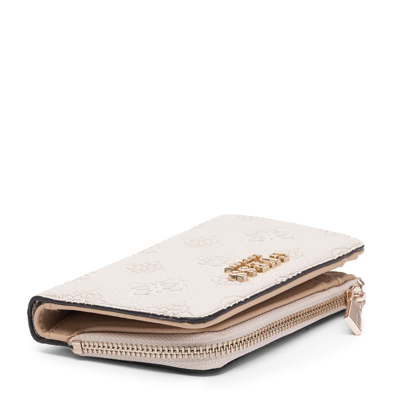 Guess Elegancki Zapinany Na Zamek Portfel Damski Beżowy SWPD2222156-BONE