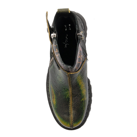 Maciejka Black- Green Lace-Up Boots