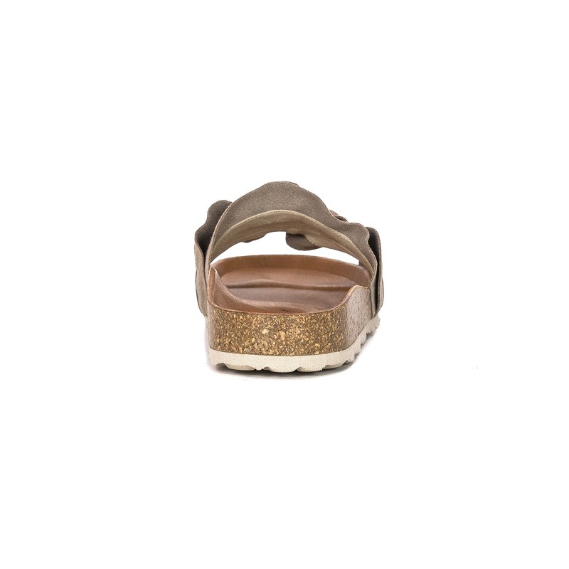 Verbenas Rocio Suede Leather Ruffle Slides Beige ROCIO-SER-VOL