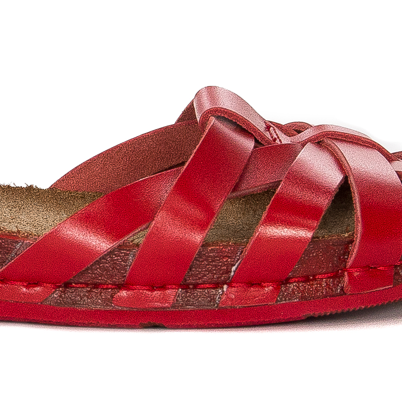 Maciejka Leather Flat Sandals With Adjustable Strap Red 03074-08/00-0