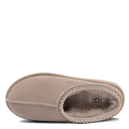 UGG Ocieplane Skórzane Klapki Zamszowe Na Platformie Beżowe 1174470-MNL