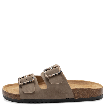 Lee Cooper Double Buckle Slides Snake Print Beige LCW-26-35-4451L