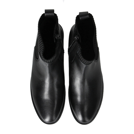 Marco Tozzi Black Leather Women's Ankle Boots with Ribbed Sock Collar Black 2-25320-45-888