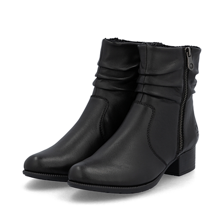Rieker Marszczone Botki Na Słupku Czarne 78656-00-BLACK