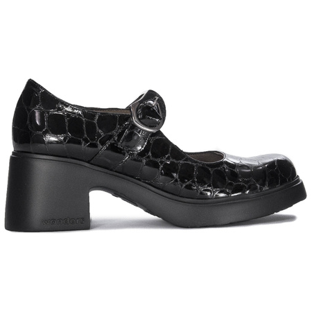 Wonders Półbuty damskie skórzane lakierowane Negro