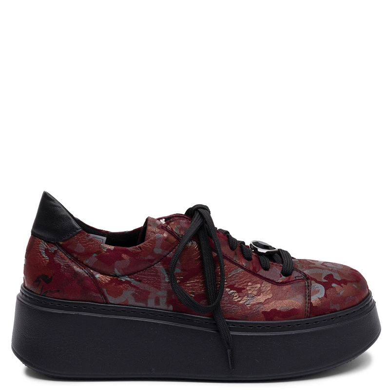 Maciejka Skórzane Półbuty Damskie Sneakersy na Grubej Platformie Bordowe 6191W-14/00-8