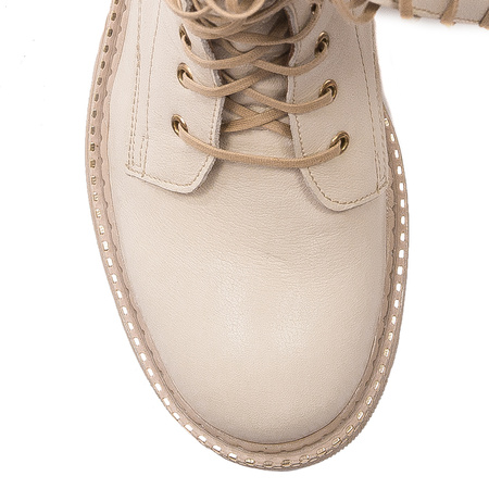 Maciejka Light Beige Women's Lace-Up Boots