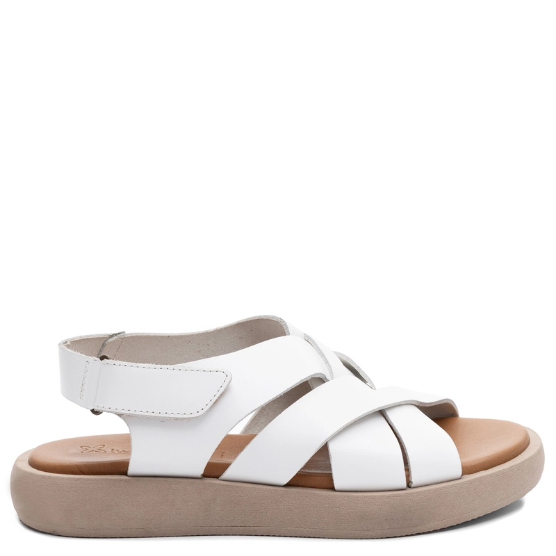 Maciejka Leather Platform Sandals White E7397-11/00-0