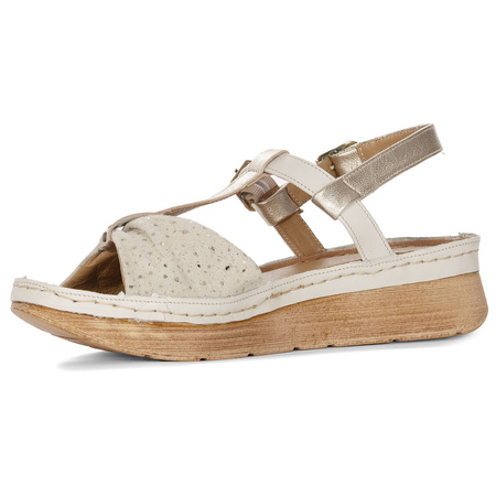 Maciejka Beige and Gold Sandals