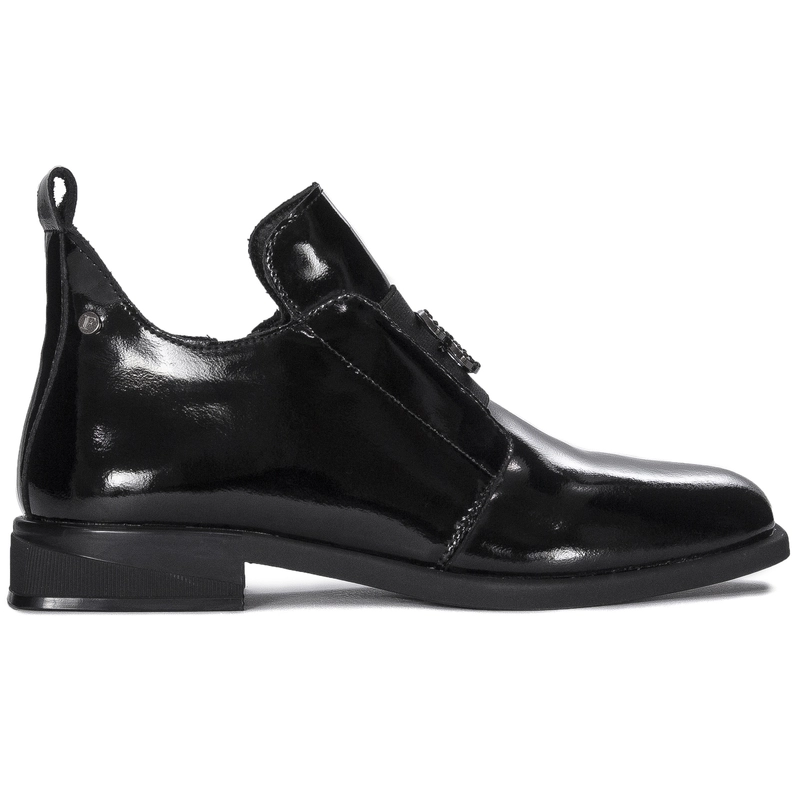 Filippo Leather Patent Ankle Boots For Women Flat Heel Black DBT4763/25BK