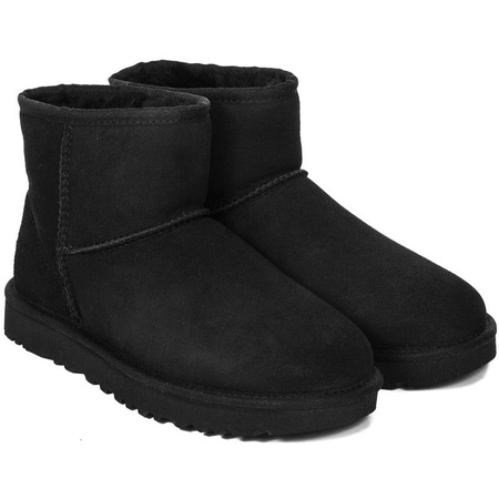 Botki UGG skórzane ocieplane W CLASSIC MINI II BLACK