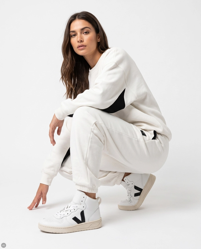 Veja Women's leather White Black high Sneakers