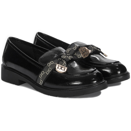 D&A Mokasyny damskie Black Patent czarne lakierowane