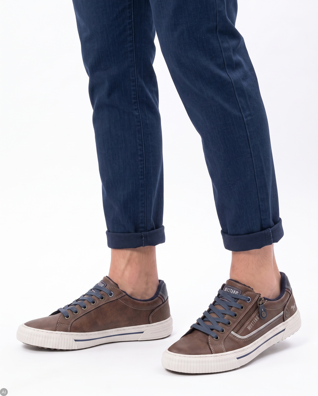 Mustang Men's Brown Casual Lace-Up Shoes Decorative Zipper 15M0041005