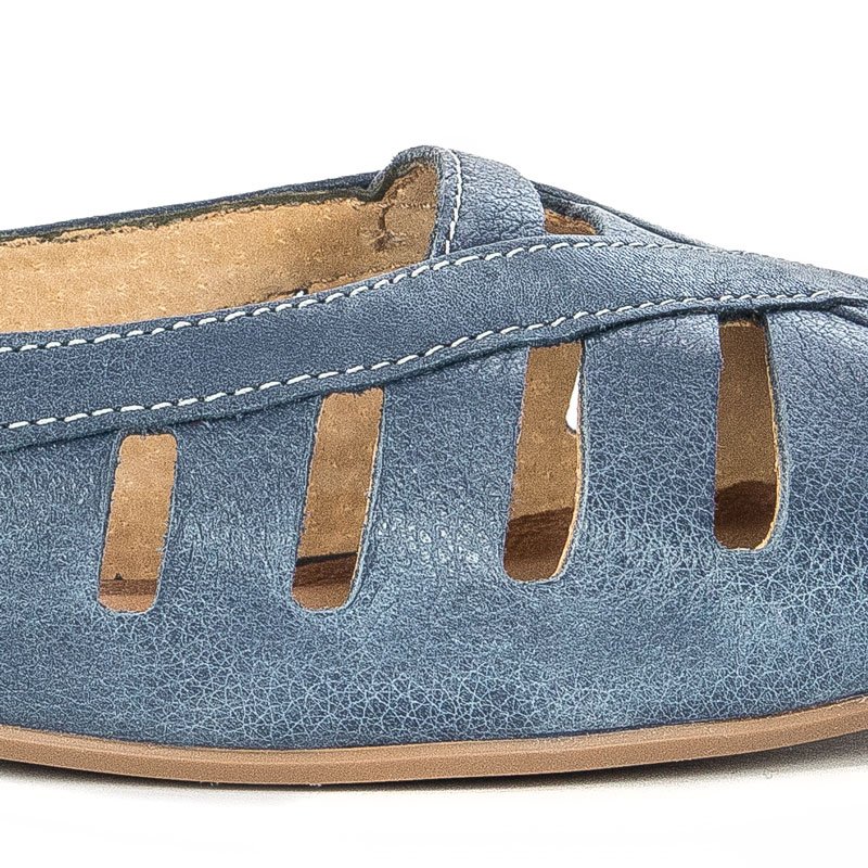 Maciejka Baleriny skórzane Granat Na Jeans