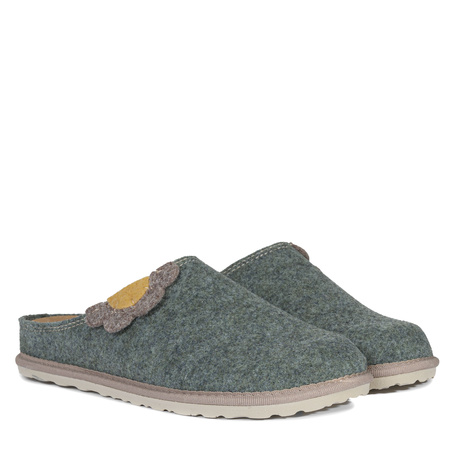 Inblu Filcowe Kapcie Domowe Skórzana Wkładka Zielone CS000043-GREEN