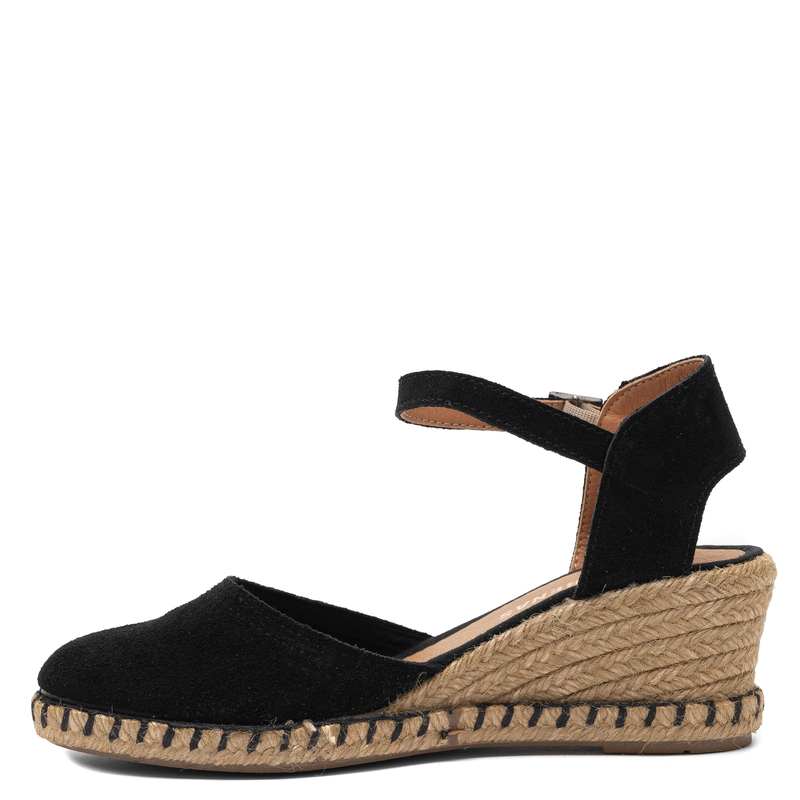 Verbenas Malena Espadryle na Koturnie Skórzane Czarne MALENA-SERTAN-NEG