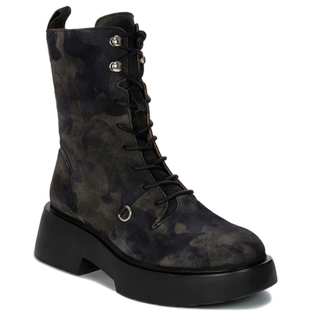 Wonders Women's Leather Boots On The Camo Platform Wonders Botki Damskie Skórzane Na Platformie Jungla Negro