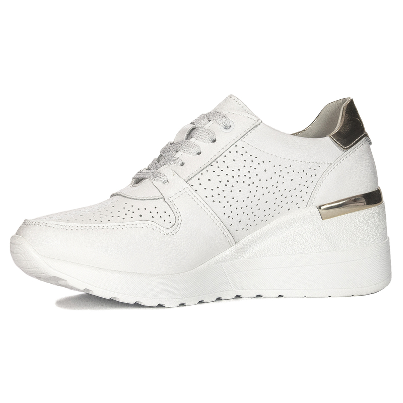 S.Barski Sneakersy damskie na platformie biało-złote