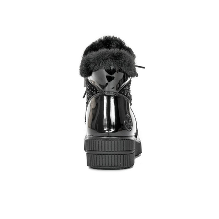 Botki Rieker 93312-00 Black ocieplane na platformie Czarne