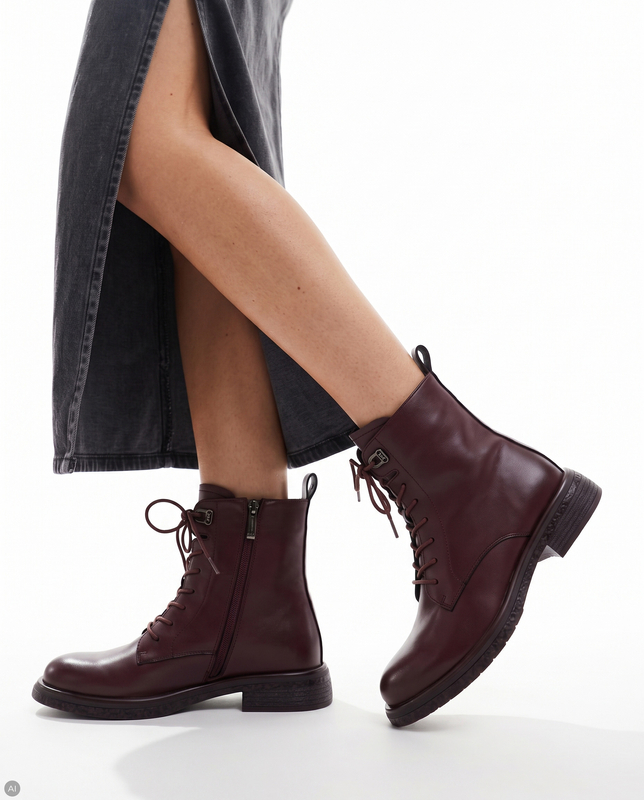 Maciejka Women's Leather Lace-Up Insulated Burgundy Ankle Boots K7751-23/00-7