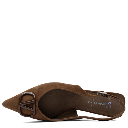 Maciejka Leather Slingback Pumps Pointed Toe Heel 6 cm Brown K7447-02/00-1