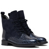 Artiker Leather Lace-Up Ankle Boots Zip Navy 57C0192