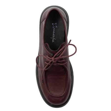 Maciejka Women's Leather Lace-Up Shoes Burgundy