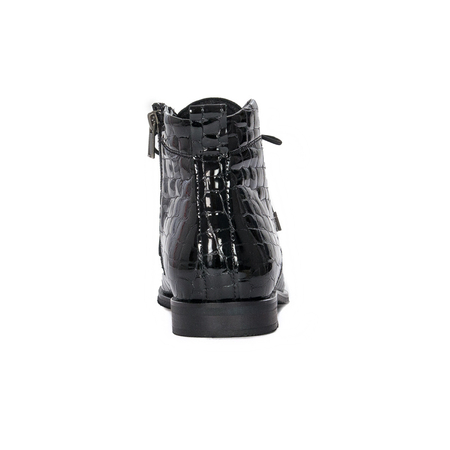 Botki Venezia YSB 0218 501 Black skórzane lakierowane Czarne