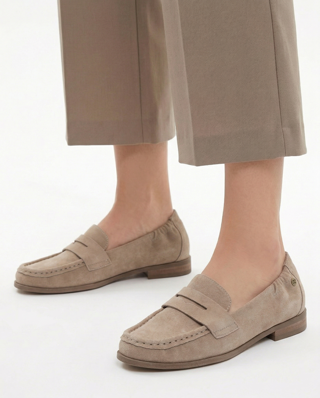 Maciejka Suede Leather Loafers Women Beige HJ764-04/00-1
