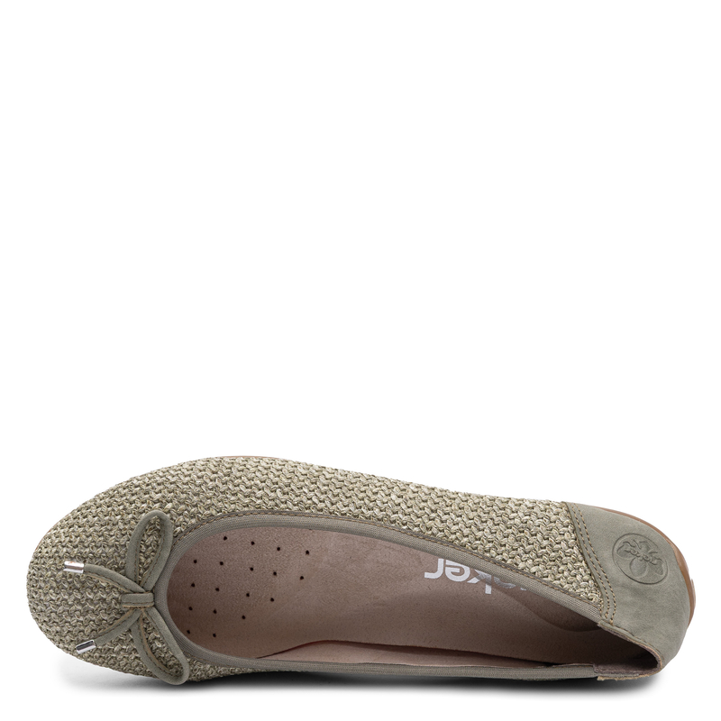 Rieker Comfortable Woven Ballerinas With Bow Green 43850-52