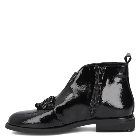 Filippo Eleganckie Lakierowane Botki Na Płaskim Obcasie Czarne DBT7990-26-BK-L