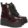 Maciejka Patent Ankle Boots Platform Burgundy 06762-23/00-6