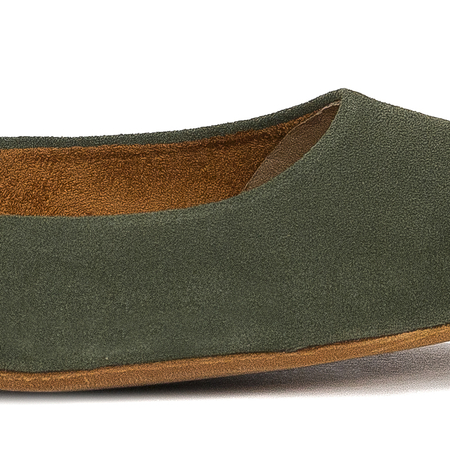 Maciejka Leather Ballet Flats Almond Toe Flat Heel Olive 04100-45/00-8