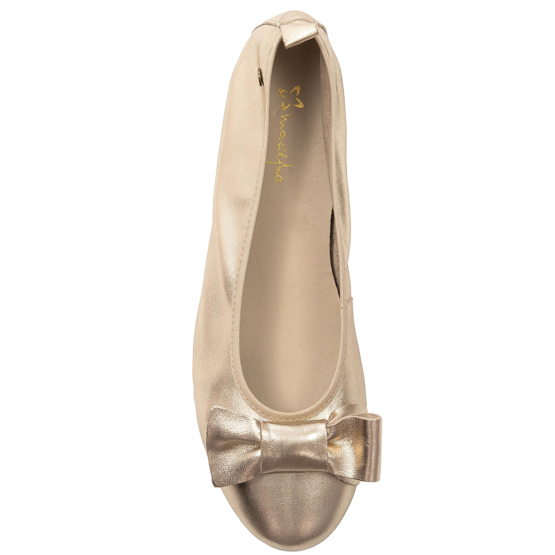 Maciejka Leather Ballerinas With Bow Gold P6802-25/00-0
