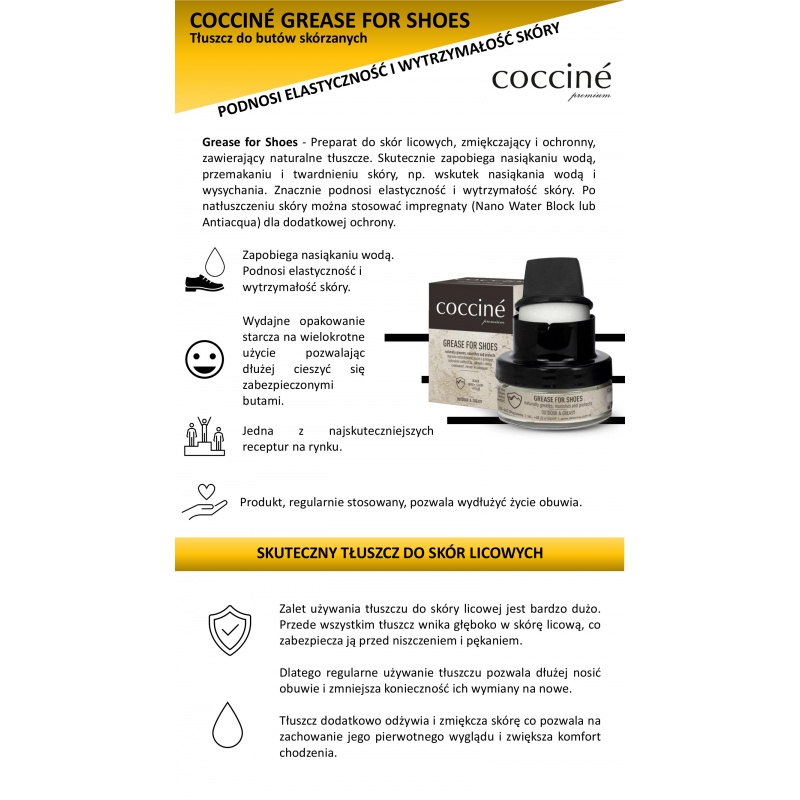 Coccine Grease For Shoes Leather Grease Protection from Salt and Moisture 55-29-50-01C