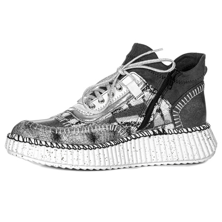 Maciejka Półbuty sneakersy damskie skórzane popielate