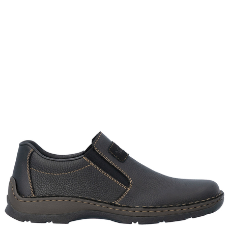Rieker Leather Slip-On Men’s Shoes Classic Black 05370-00