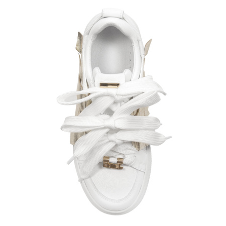 Eksbut White + Gold Leather platform Sneakers