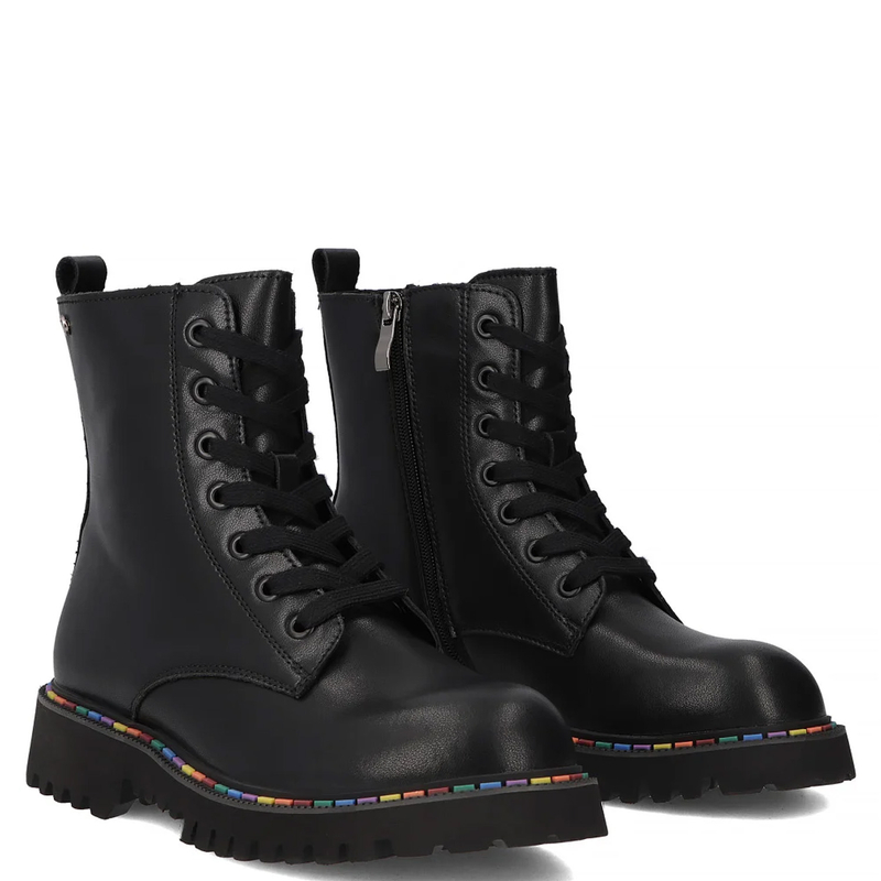 Filippo Women's Insulated Leather Ankle Boots with Rainbow Welt Black DBT7428-26-BK
