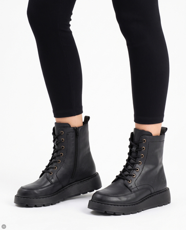 Rieker Warm Lace-Up Ankle Boots With Zipper Black 70410-00-BLK