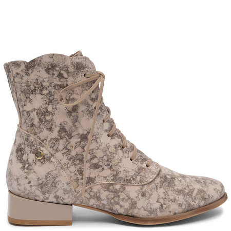 Maciejka Genuine Leather Lace-Up Boots Patterned Beige 6391W-22/00-1