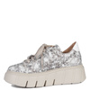 Maciejka Leather Platform Sneakers Artistic Print White-Grey-Copper 6891W-02/00-8