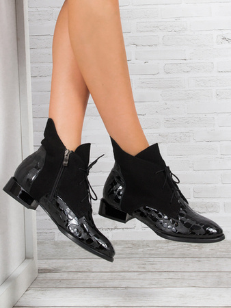 Maciejka Trzewiki damskie ocieplane na obcasie czarne