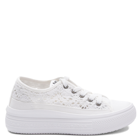 Lee Cooper Materiałowe Trampki Na Platformie Ażurowe Białe LCW-26-44-4485L